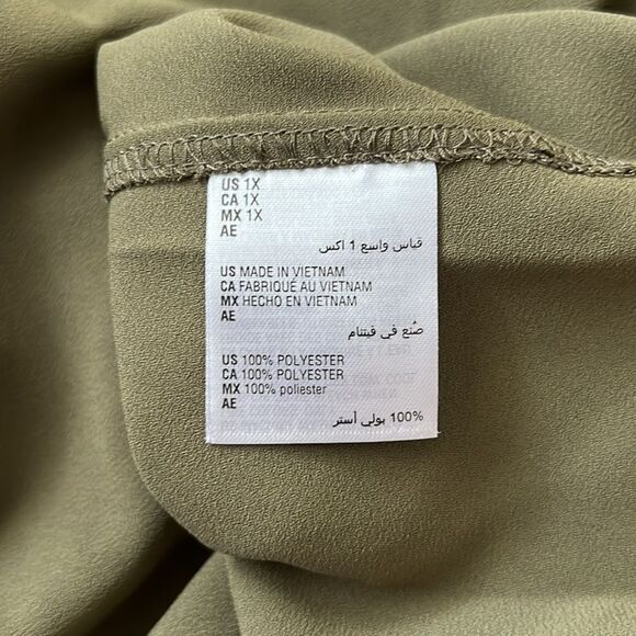 Alfani Olive Green Long Sleeve Button Down Shirt Dress Size 1X - Picture 10 of 11